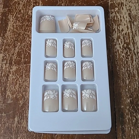 2/$16 Floral French Manicure Press On Nails - Picture 3 of 12